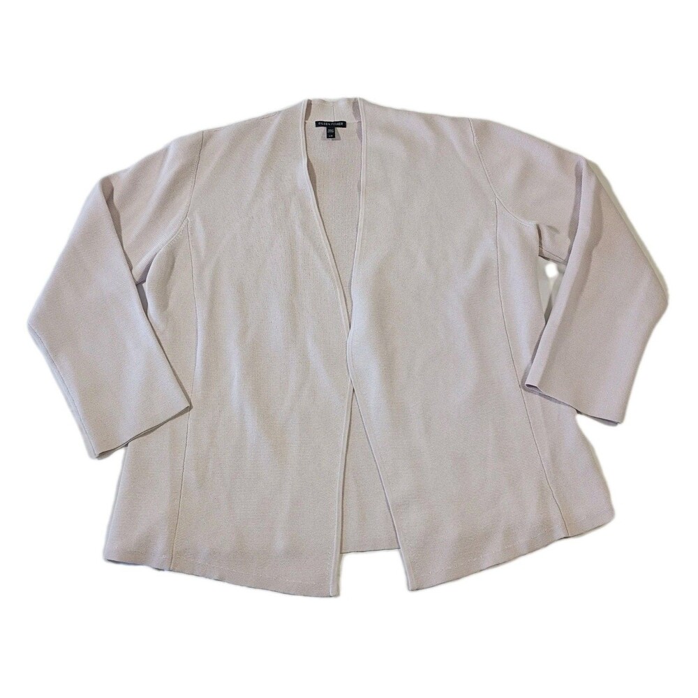 Eileen Fisher Lavender Cardigan Sweater Organic Cotton Size Large